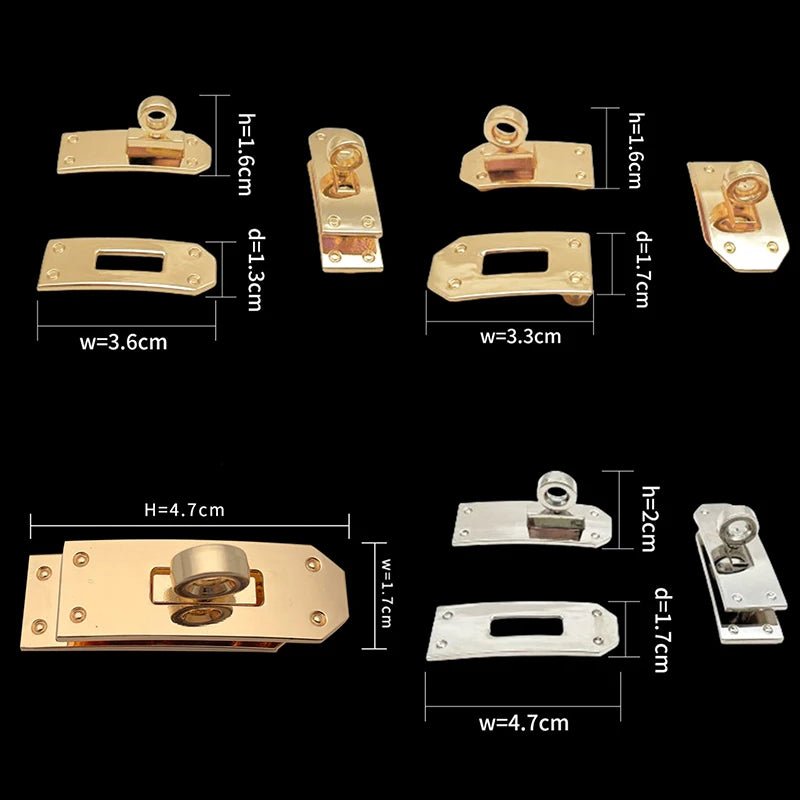 1Set Fashion Bag Lock Set Metal Buckles Clasp For Bag Strap Women Handbag Purse Twist Locks DIY Hardware Accessories - Zevra