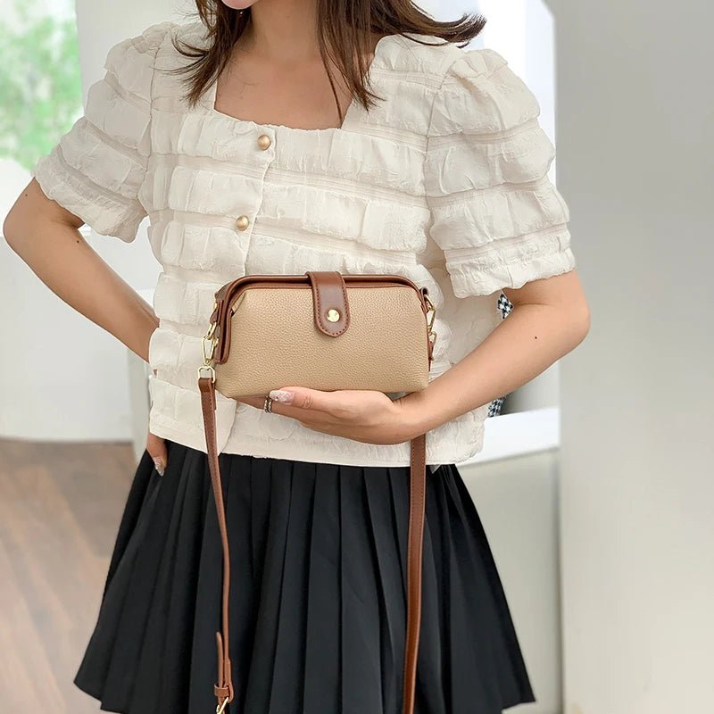 2023 Luxury Solid Color Cow Leather Handbag - High Quality Women Crossbody Shoulder Bags - Zevra