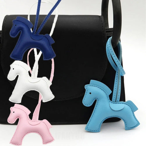 2026 New Fashion Bag Accessories Horse Keychain With Strings Rope All-around PU Leather Tiny Horse Embellishment For Female Gift - Zevra