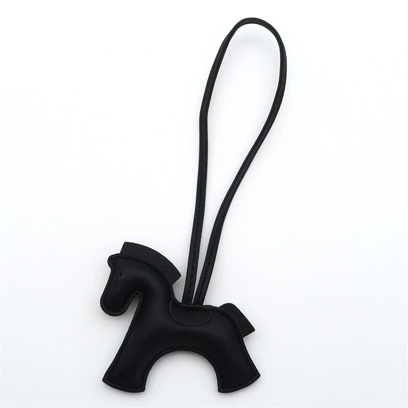 2026 New Fashion Bag Accessories Horse Keychain With Strings Rope All-around PU Leather Tiny Horse Embellishment For Female Gift - Zevra
