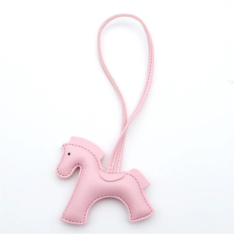 2026 New Fashion Bag Accessories Horse Keychain With Strings Rope All-around PU Leather Tiny Horse Embellishment For Female Gift - Zevra
