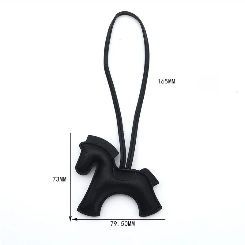 2026 New Fashion Bag Accessories Horse Keychain With Strings Rope All-around PU Leather Tiny Horse Embellishment For Female Gift - Zevra