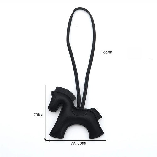 2026 New Fashion Bag Accessories Horse Keychain With Strings Rope All-around PU Leather Tiny Horse Embellishment For Female Gift - Zevra