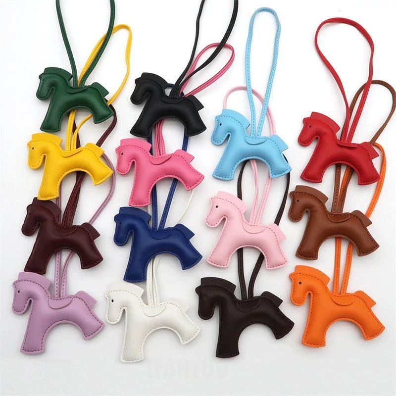 2026 New Fashion Bag Accessories Horse Keychain With Strings Rope All-around PU Leather Tiny Horse Embellishment For Female Gift - Zevra
