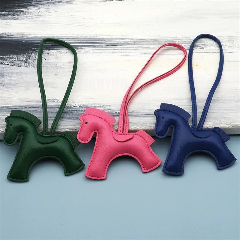 2026 New Fashion Bag Accessories Horse Keychain With Strings Rope All-around PU Leather Tiny Horse Embellishment For Female Gift - Zevra