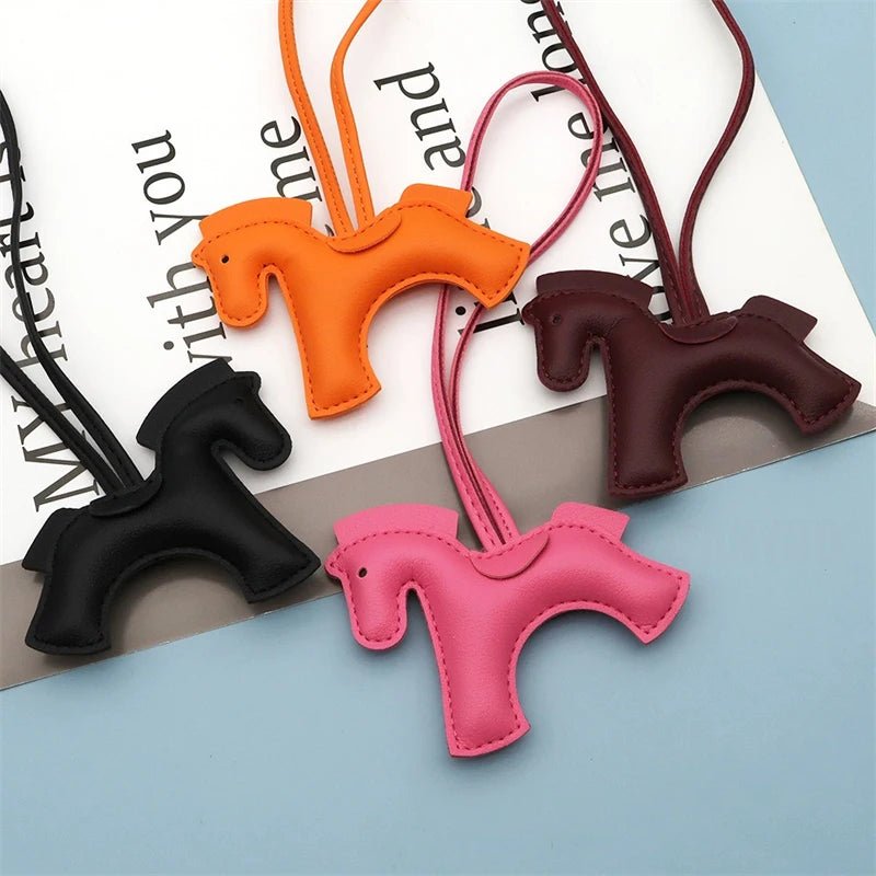 2026 New Fashion Bag Accessories Horse Keychain With Strings Rope All-around PU Leather Tiny Horse Embellishment For Female Gift - Zevra