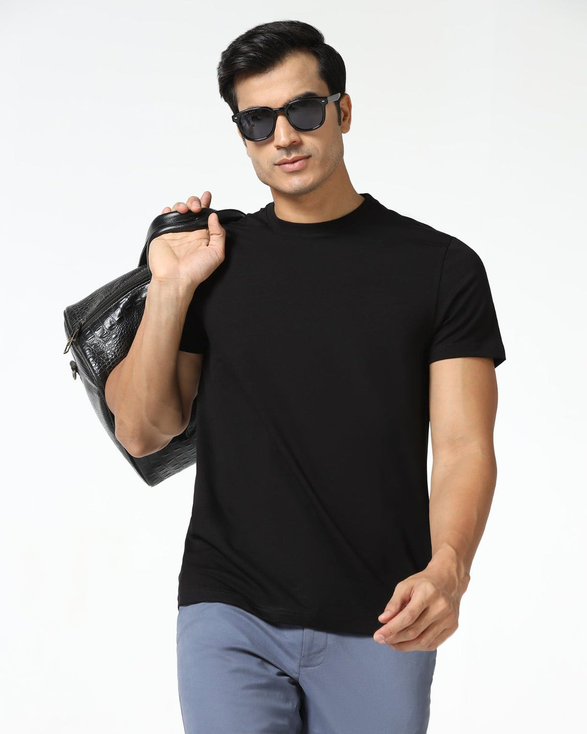 Black and white Neck Solid T-Shirt ( Pack Of 2 ) - Zevra Men’s clothing
