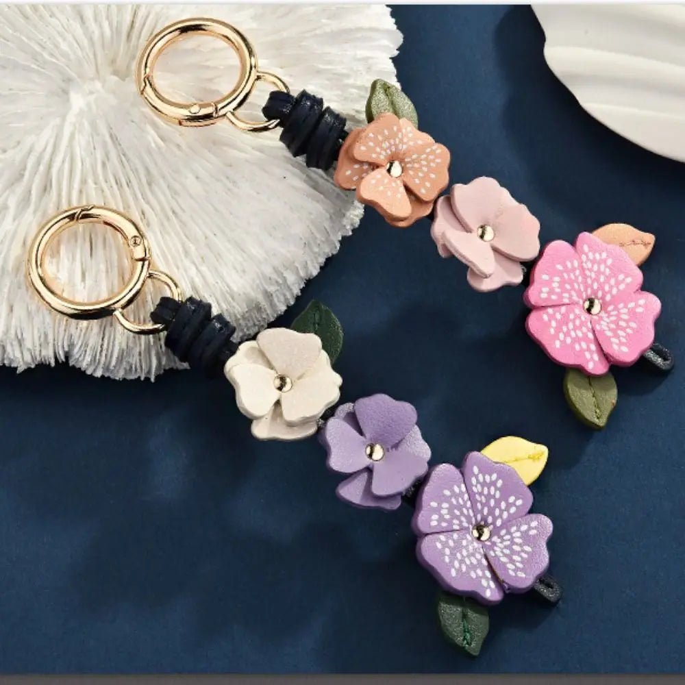 Flower PU Leather Keychain