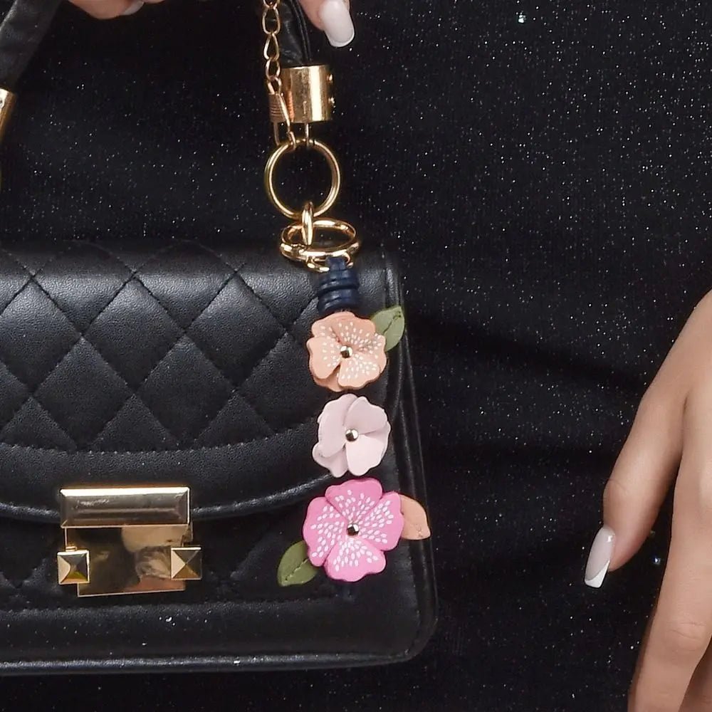 Flower PU Leather Keychain