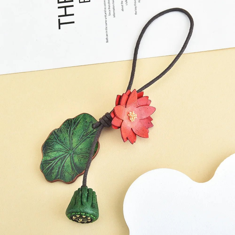 Flower PU Leather Keychain