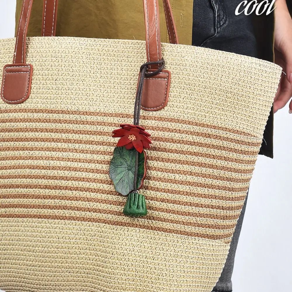 Flower PU Leather Keychain
