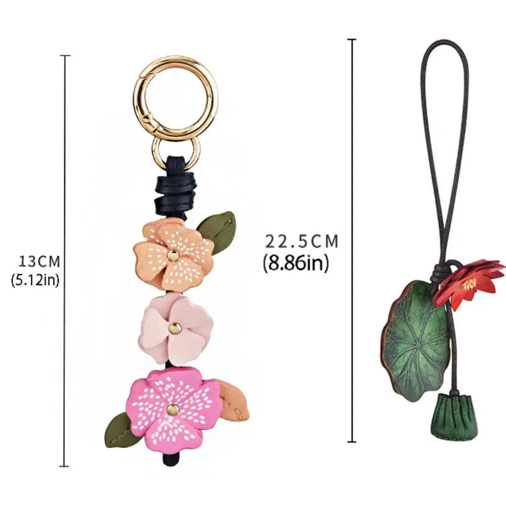 Flower PU Leather Keychain