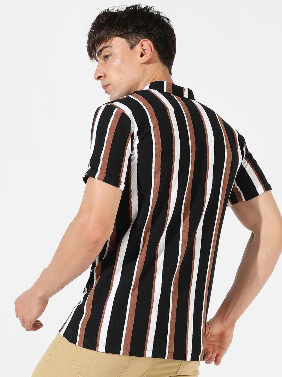 Men Regular Fit Striped Spread Collar Casual Shirt - Zevra TrackPants