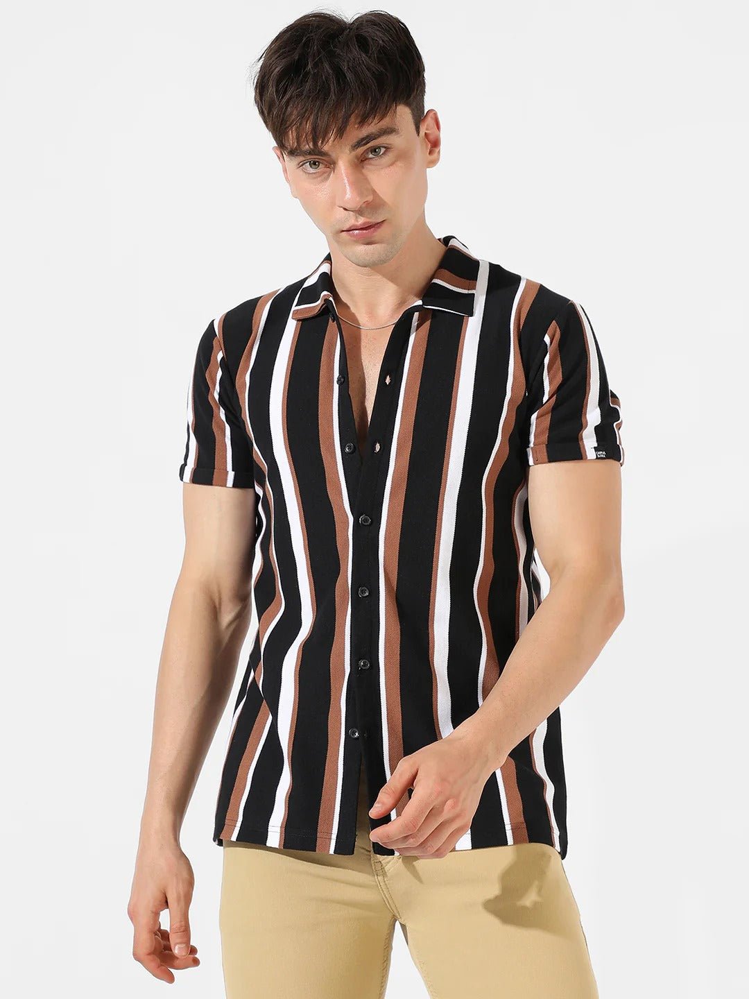 Men Regular Fit Striped Spread Collar Casual Shirt - Zevra TrackPants
