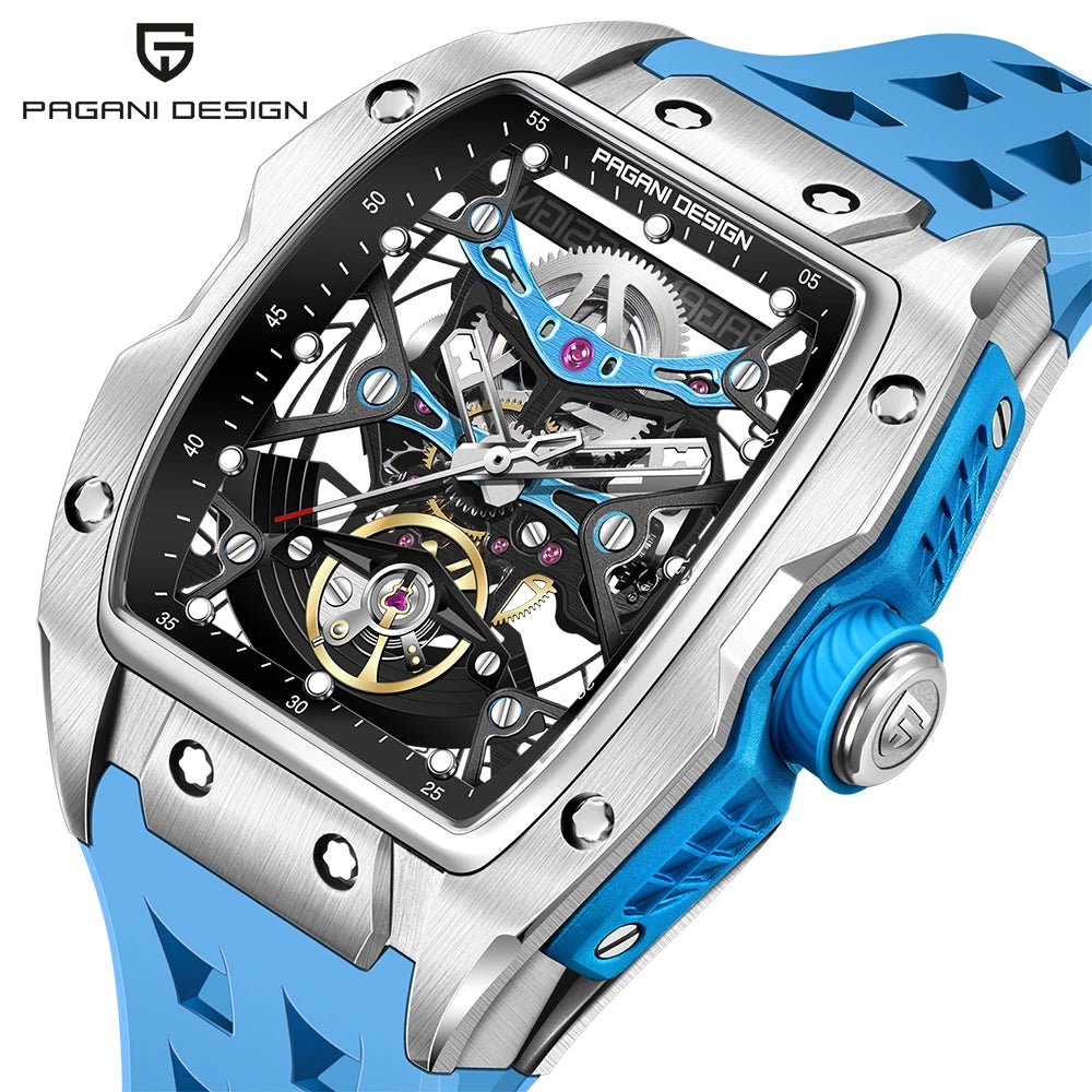 NEW PAGANI DESIGN Men's Automatic Watches SX5021 Movt Skeleton Dial 100M Waterproof Sport Rectangle Sapphire Glass Watch Men - Zevra