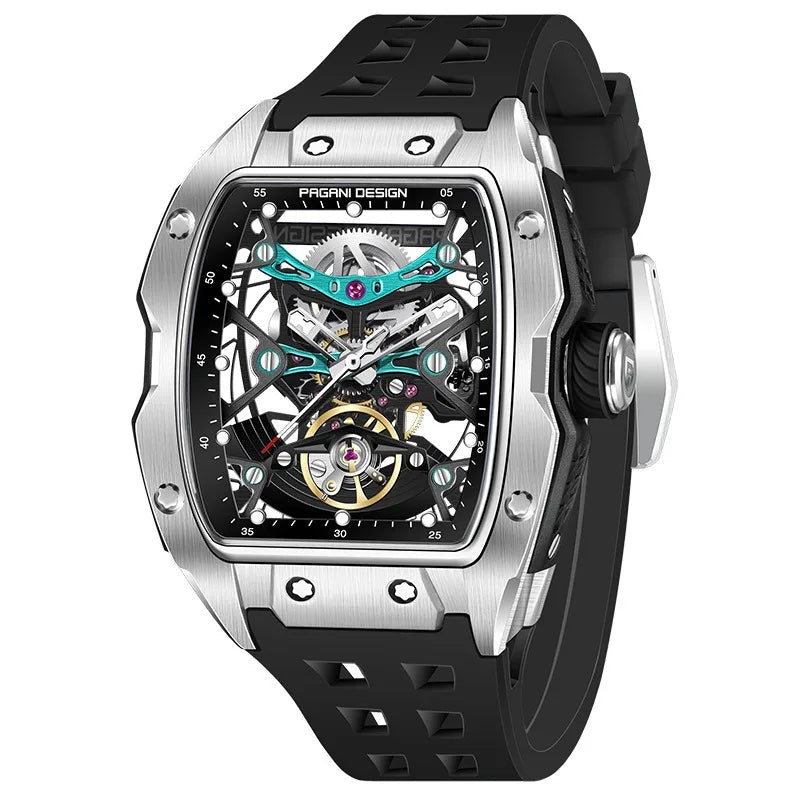 NEW PAGANI DESIGN Men's Automatic Watches SX5021 Movt Skeleton Dial 100M Waterproof Sport Rectangle Sapphire Glass Watch Men - Zevra