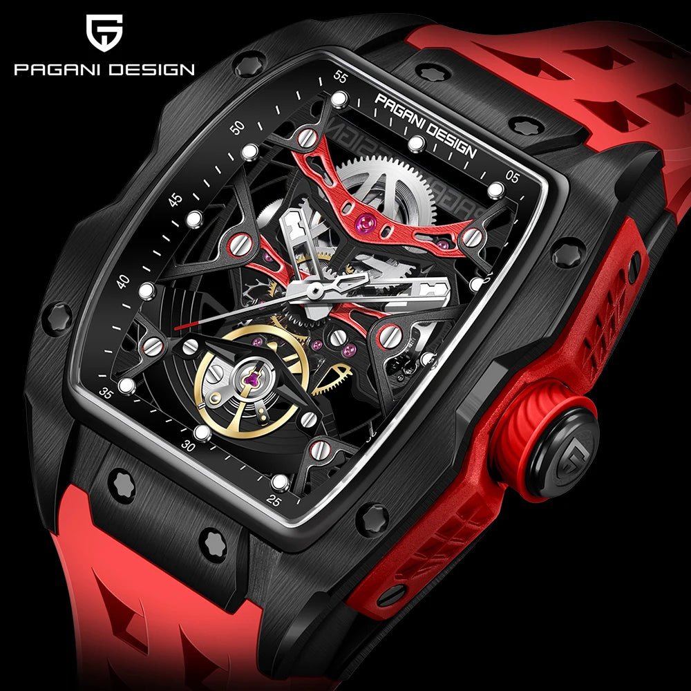 NEW PAGANI DESIGN Men's Automatic Watches SX5021 Movt Skeleton Dial 100M Waterproof Sport Rectangle Sapphire Glass Watch Men - Zevra