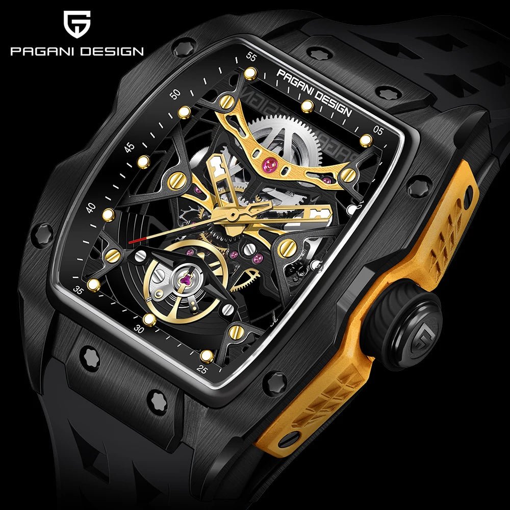 NEW PAGANI DESIGN Men's Automatic Watches SX5021 Movt Skeleton Dial 100M Waterproof Sport Rectangle Sapphire Glass Watch Men - Zevra